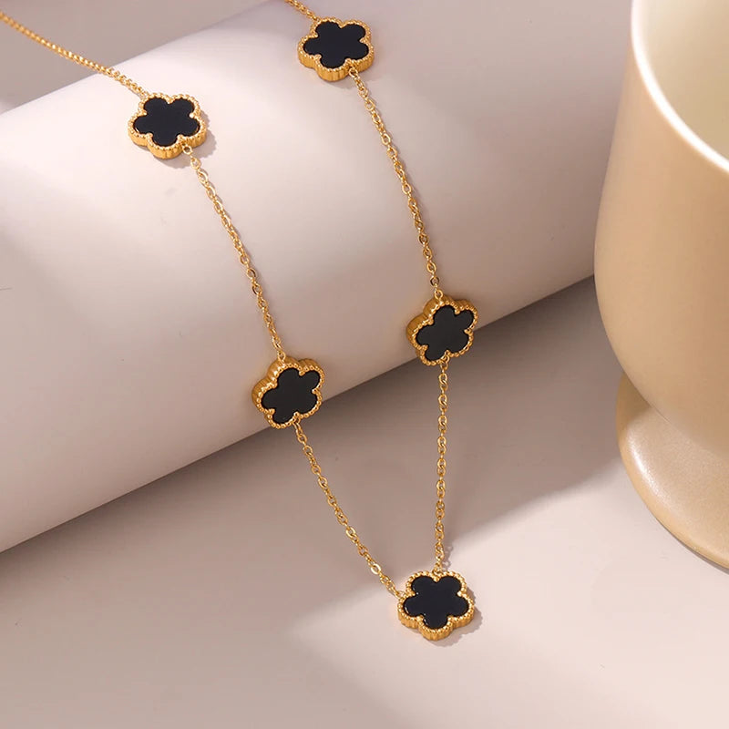 14K Gold-Plated Double-Sided Clover Necklace