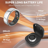 Smart Ring Men Women with Charging Case,Heart Rate Blood Oxygen,Skin Temperature Monitor,5ATM Waterproof for Android IOS