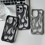 Fashion Matte 3D Hollowed Flame Phone Case For iphone 17 Air 16 Pro Max 15 Plus 14 13 12 11 Electroplated Soft Back Cover capa