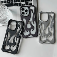 Fashion Matte 3D Hollowed Flame Phone Case For iphone 17 Air 16 Pro Max 15 Plus 14 13 12 11 Electroplated Soft Back Cover capa