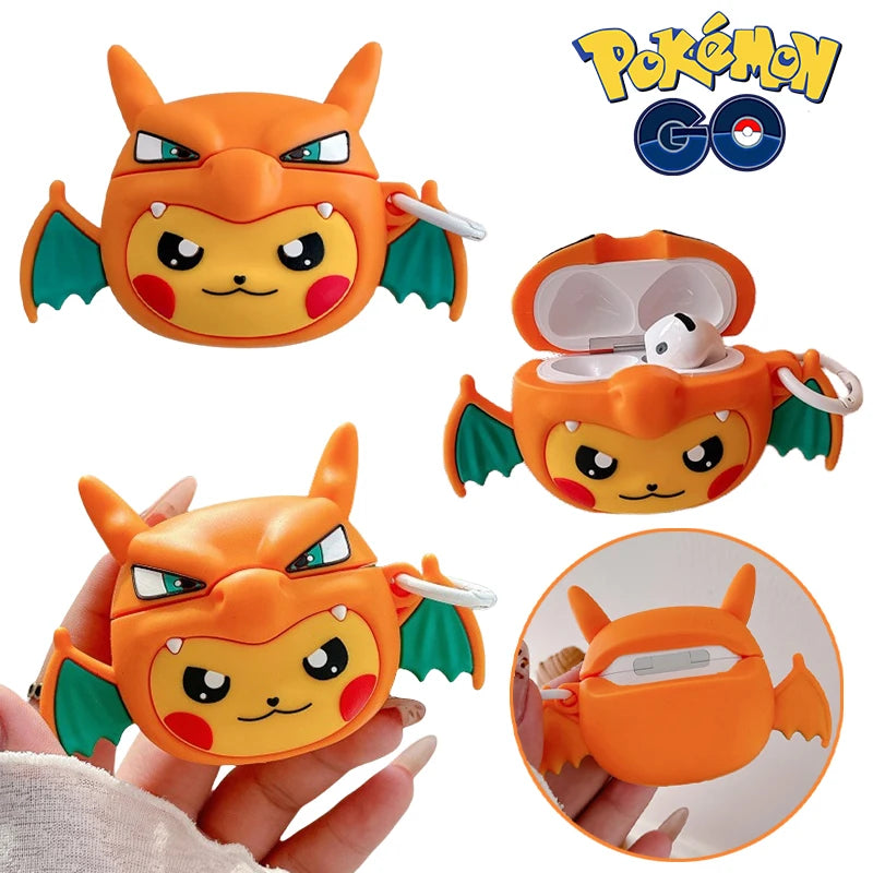 Cartoon Pikachu Cosplay Charizard Earphone Case for Airpods 4 1 2 3 Protective Shell for Airpods Pro 2 Bluetooth Headset Cover