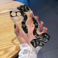 Black Snake Phone Case for iPhone 17 Air 16 15 14 13 12 11 Pro Max Plus Mini  X 8 7 Soft Transparent Cover Fundas Accessory