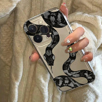 Black Snake Phone Case for iPhone 17 Air 16 15 14 13 12 11 Pro Max Plus Mini  X 8 7 Soft Transparent Cover Fundas Accessory