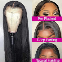Straight Human Hair Wigs HD 13x4 13x6 Lace Frontal Wig Pre Plucked Brazilian Remy HD Lace Front Wig For Women 180 Density