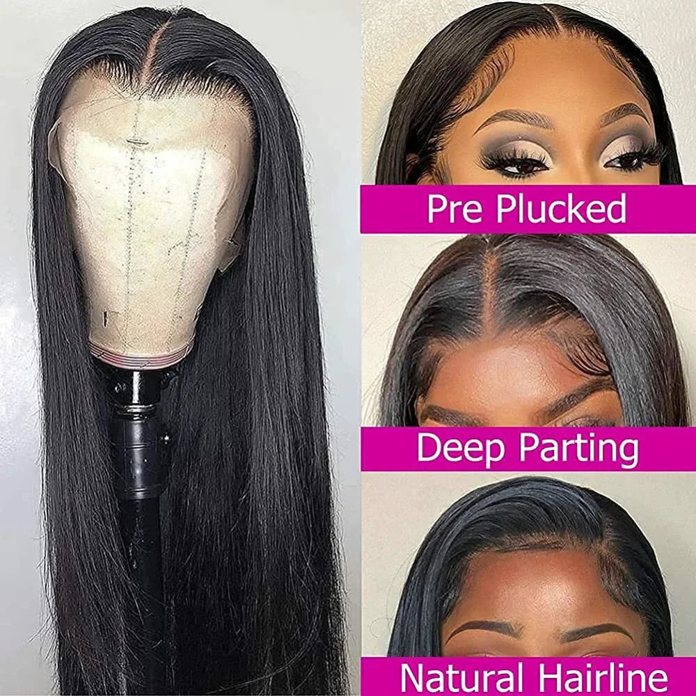 Straight Human Hair Wigs HD 13x4 13x6 Lace Frontal Wig Pre Plucked Brazilian Remy HD Lace Front Wig For Women 180 Density
