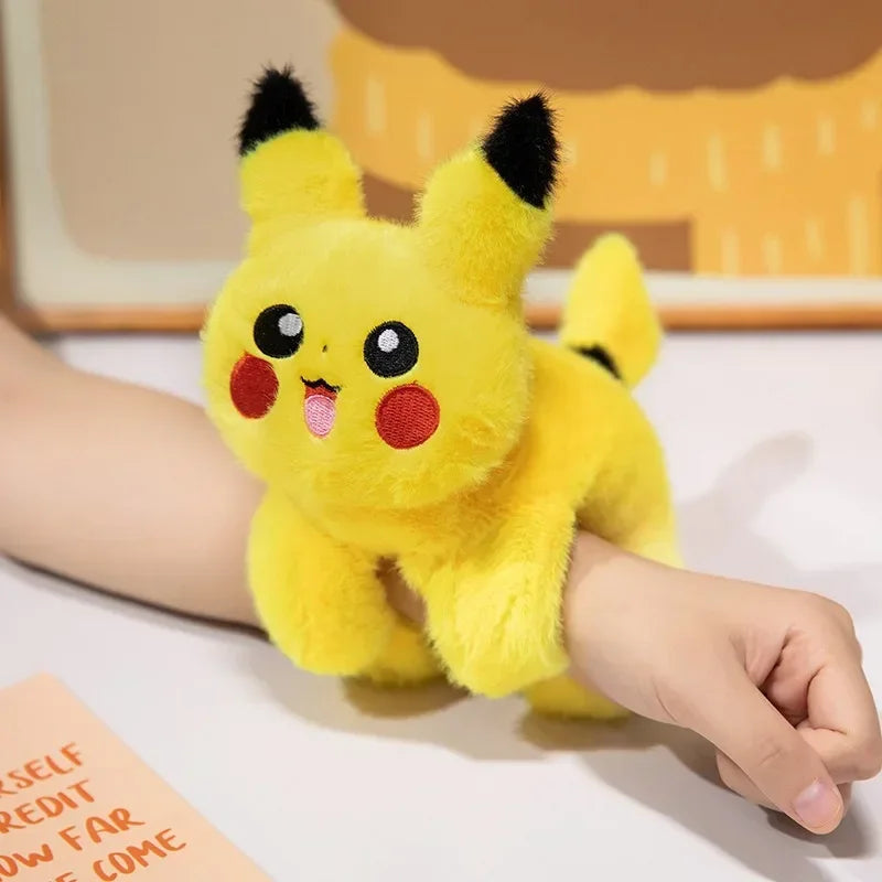 Pikachu Snap Bracelets Clap Soft Stuffed Doll Toys Anime Kawaii Boys Girls Wristband Creative Rotating Tail Clap Circle Kids Toy