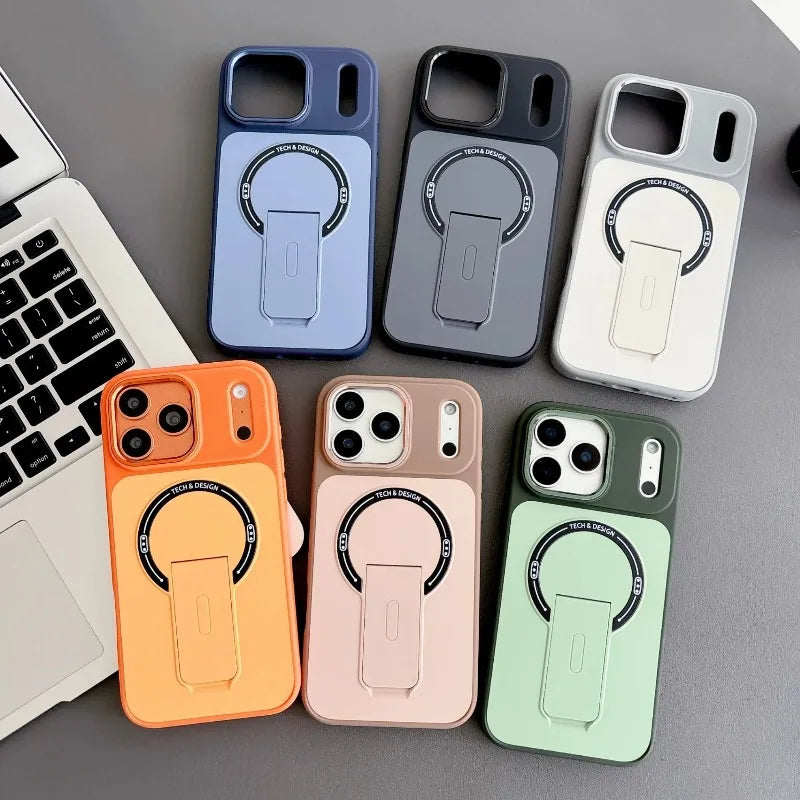 Skin-Feel Magnetic Phone Case for Apple IPhone 17 16 15 14 13 Pro Max with Kickstand Wireless Charging Protective Cover