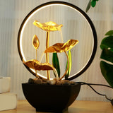 Tabletop Water Fountain USB Powered Tabletop Fountain with LED Ring Lights Decor Flowing Water Ornaments for Home Office