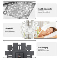 Large Wall Clock Heavy Duty 80 CM / 31.5 IN Crushed Diamond Mirrored Clock Silver / Gold Sparkling Twinkle Bling Home Decor