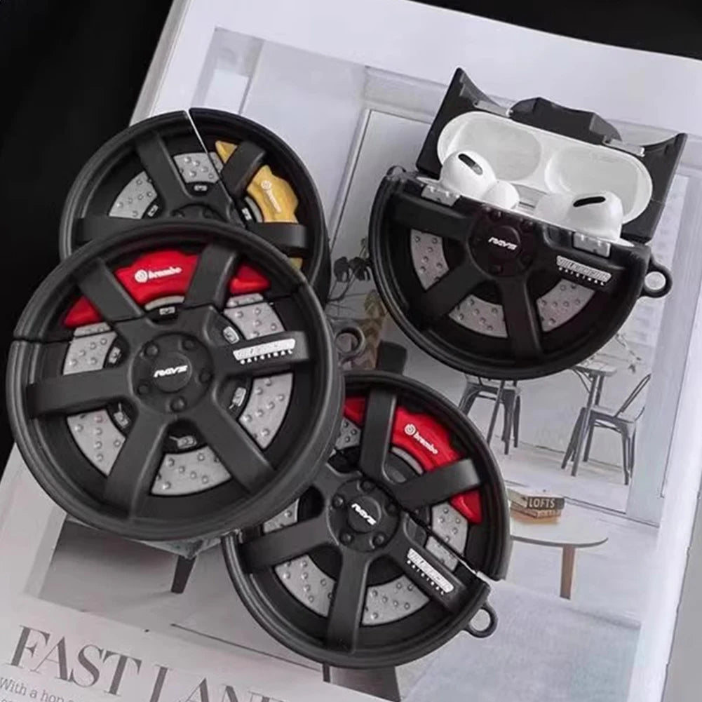 Creative 3D Car Tires Shape Case For AirPods 1 2 4 3 Airpod Pro 2 Bluetooth Earbuds Charging Box Protective Earphone Case Cover