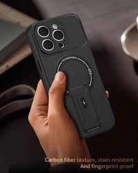 Bracket Holder Magnetic Phone Case for iPhone 16 15 14 13 12 11 Pro Max Plus 16e Matte Armor Kickstand Holder Back Cover Fundas