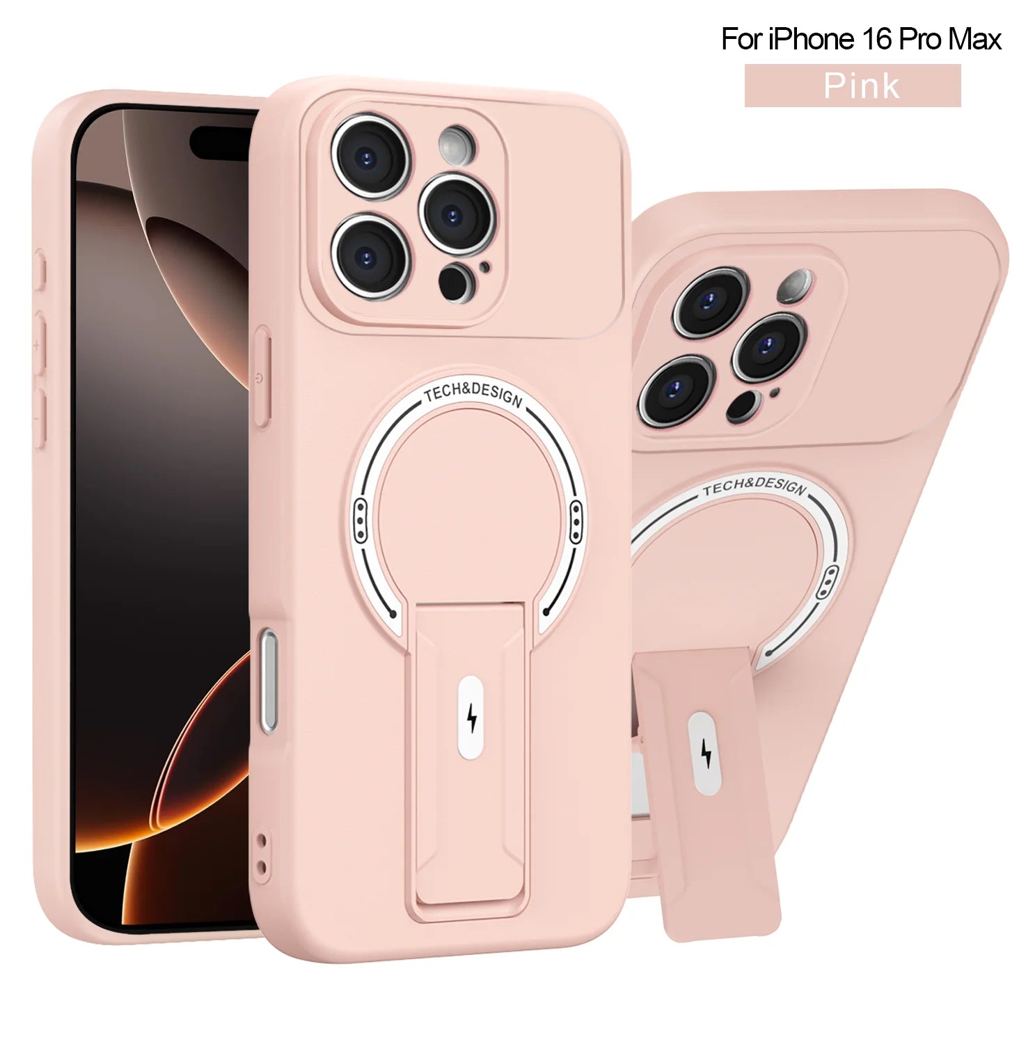 Bracket Holder Magnetic Phone Case for iPhone 16 15 14 13 12 11 Pro Max Plus 16e Matte Armor Kickstand Holder Back Cover Fundas