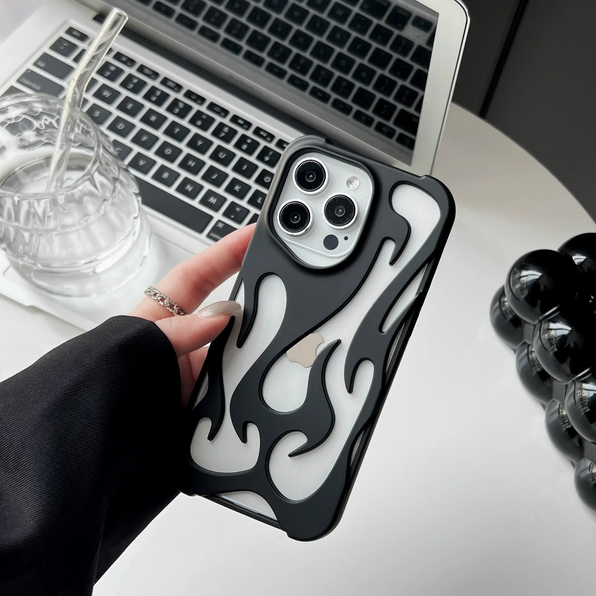 Fashion Matte 3D Hollowed Flame Phone Case For iphone 17 Air 16 Pro Max 15 Plus 14 13 12 11 Electroplated Soft Back Cover capa