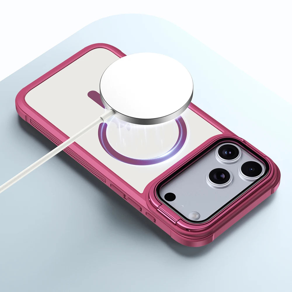 For Magsafe Glass Lens Protection Holder Phone Cases For iPhone 17 16 15 14 13 12 11 Pro Max Plus Air Shockproof Magnetic Cover