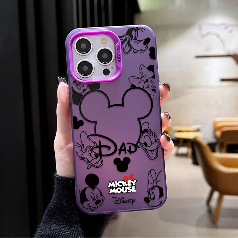 Mickey Mouse Plating Phone Case for IPhone 17 16 15 14 13 12 11 Pro Max Plus 17 Air 16E X XR XS Max Hard Shockproof Bumper Cover