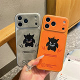 Anime Cartoon Ghost Gengar Laser Leather Texture Phone Case for iPhone 17 Air 16 15 14 13 Pro Max Shockproof Protective Cover