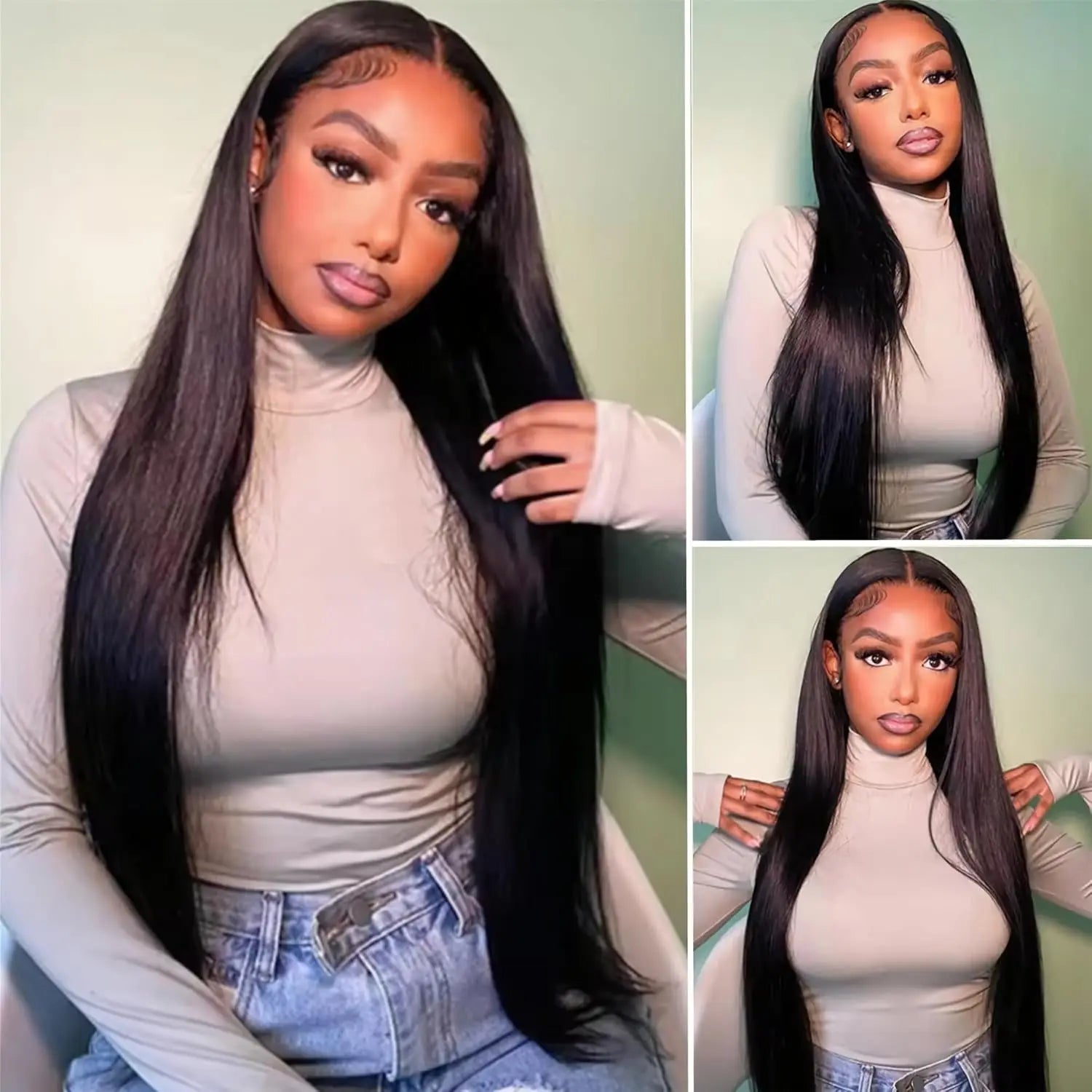 250 Density 40 42 Inch Straight Lace Front Human Hair Wigs 13x4 13x6 HD Lace Frontal Wig Remy Glueless Straight Human Hair Wigs