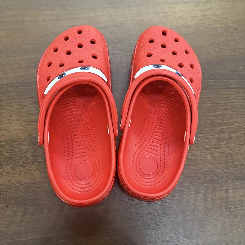 Disney Lightninged Mcqueens Pixar Hole Slippers Cartoon Solid Waterproof Slippers Fit Outdoor Sandals Breathable EVA Shoes Gift