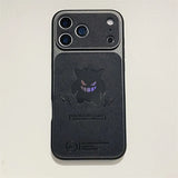 Anime Cartoon Ghost Gengar Laser Leather Texture Phone Case for iPhone 17 Air 16 15 14 13 Pro Max Shockproof Protective Cover