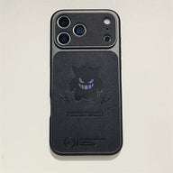 Anime Cartoon Ghost Gengar Laser Leather Texture Phone Case for iPhone 17 Air 16 15 14 13 Pro Max Shockproof Protective Cover