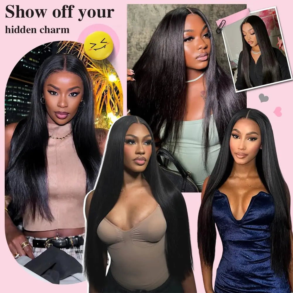 250 Density 40 42 Inch Straight Lace Front Human Hair Wigs 13x4 13x6 HD Lace Frontal Wig Remy Glueless Straight Human Hair Wigs