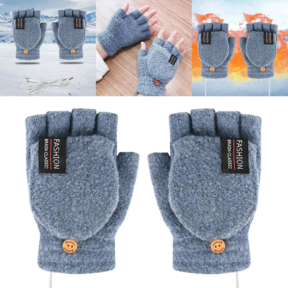 USB Rechargeable Electric Heated Gloves with Adjustable Temperature