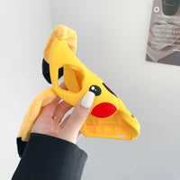 Kawaii 3D Plush Ears Cute Cartoon Pikachu Soft Silicone Phone Case For iPhone 16 15 14 13 12 Pro Max Shockproof Protective Cover