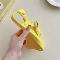 3D Cartoon Pikachu Stand Phone Case For IPhone17 17pro 17promax 13 14 15 16 12 ProMax 14 15 Plus Soft Silicone  Back Cover