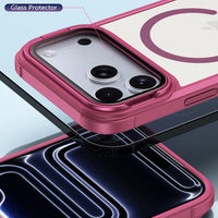 For Magsafe Glass Lens Protection Holder Phone Cases For iPhone 17 16 15 14 13 12 11 Pro Max Plus Air Shockproof Magnetic Cover