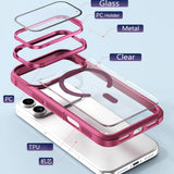 For Magsafe Glass Lens Protection Holder Phone Cases For iPhone 17 16 15 14 13 12 11 Pro Max Plus Air Shockproof Magnetic Cover