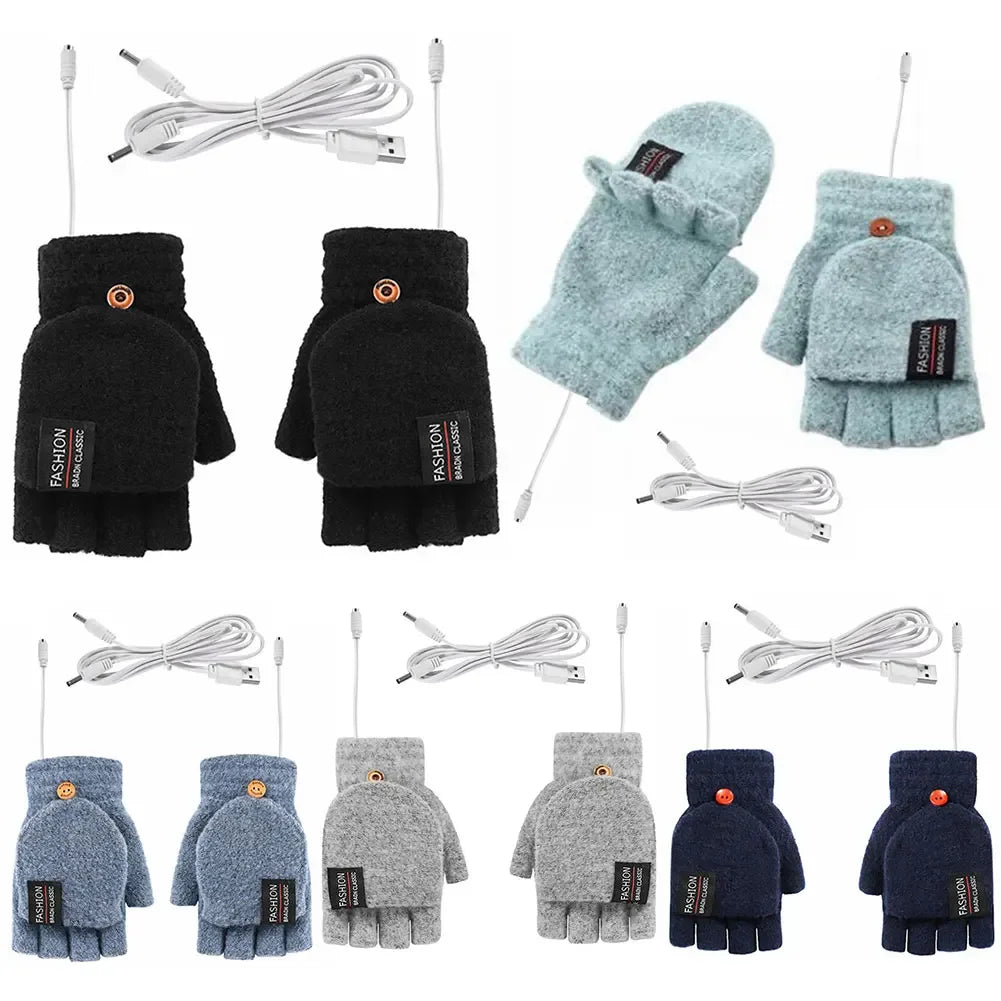 USB Rechargeable Electric Heated Gloves with Adjustable Temperature