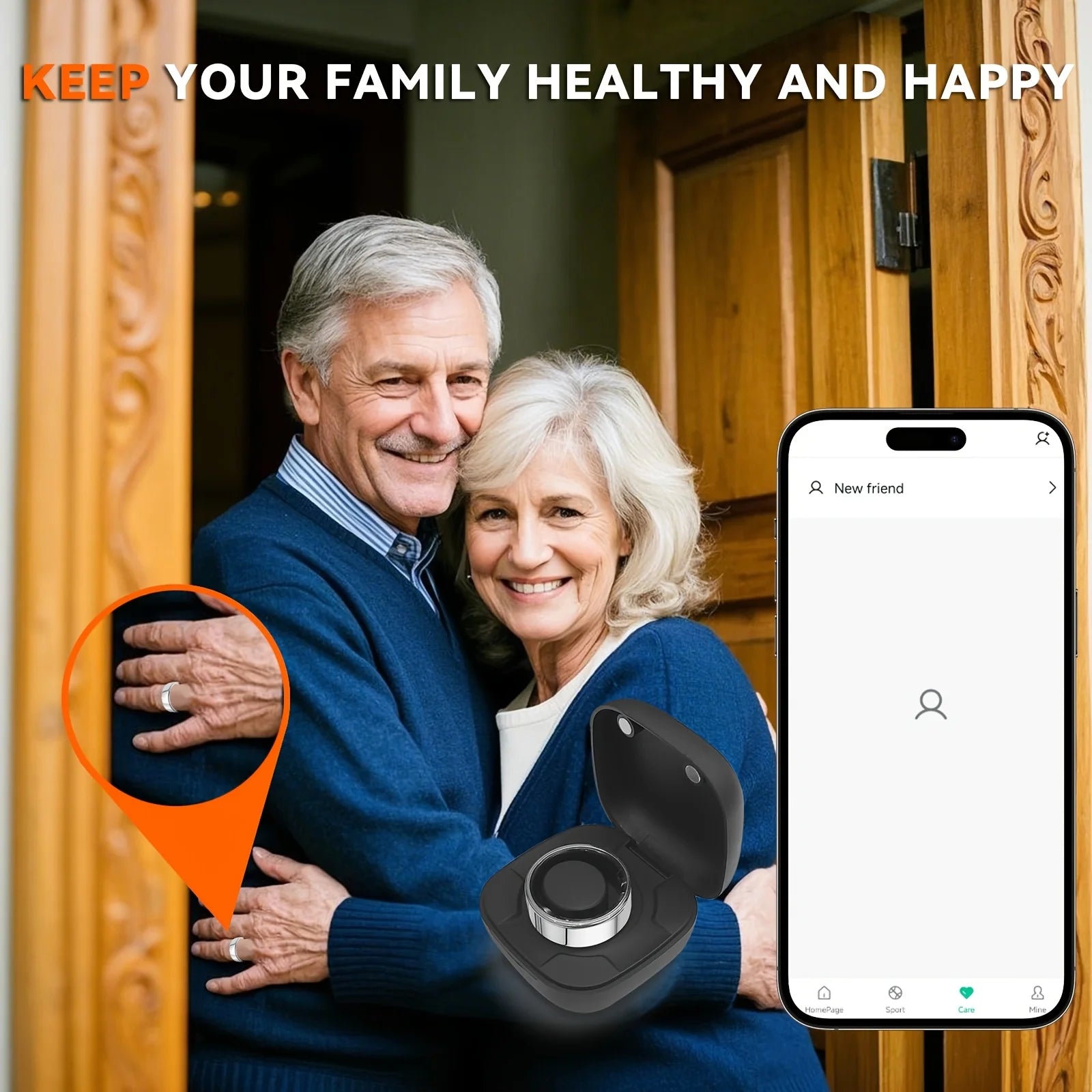 Smart Ring Men Women with Charging Case,Heart Rate Blood Oxygen,Skin Temperature Monitor,5ATM Waterproof for Android IOS