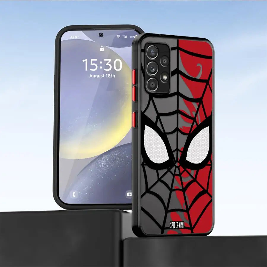 Marvel Spider Man Logo Phone Case for Samsung Galaxy A56 A21s A35 A26 A22 A25 A71 A72 A24 A34 A36 Black Edge