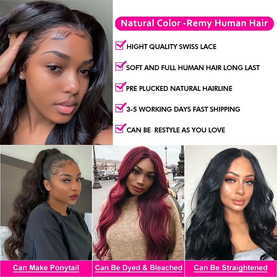 Straight Human Hair Wigs HD 13x4 13x6 Lace Frontal Wig Pre Plucked Brazilian Remy HD Lace Front Wig For Women 180 Density