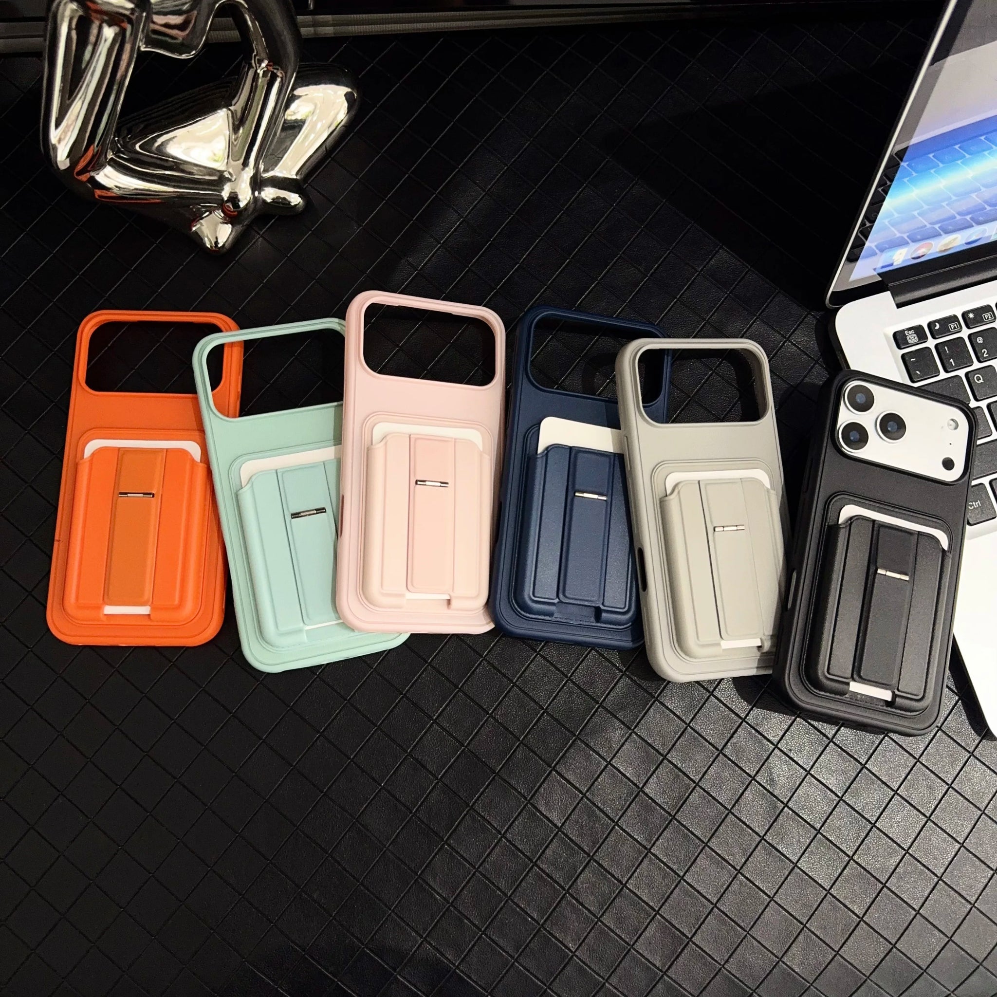Luxury YC1 Credit Card Slots with Rotating Holder Phone Case for iPhone 17 Air 16 15 14 Plus 13 Pro Max Shockproof Bumper Cover