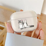 For AirPods 4 2024 Cartoon Funny Cat Cartoon Earphone Cover for Apple Airpod Pro2 Pro 1 2 3 4th Animal Transparet Cover Fundas