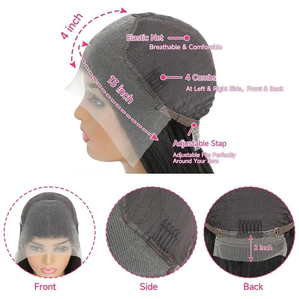 Pre-Plucked 13x4 Lace Front Wig – 100% Human Hair, Straight, 150% Density