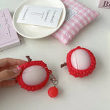 Fun Summer Stereoscopic Red Lychee Pendant Shockproof Protective Earphone Cover Case for AirPods 1 or 2 3 4 Pro 2
