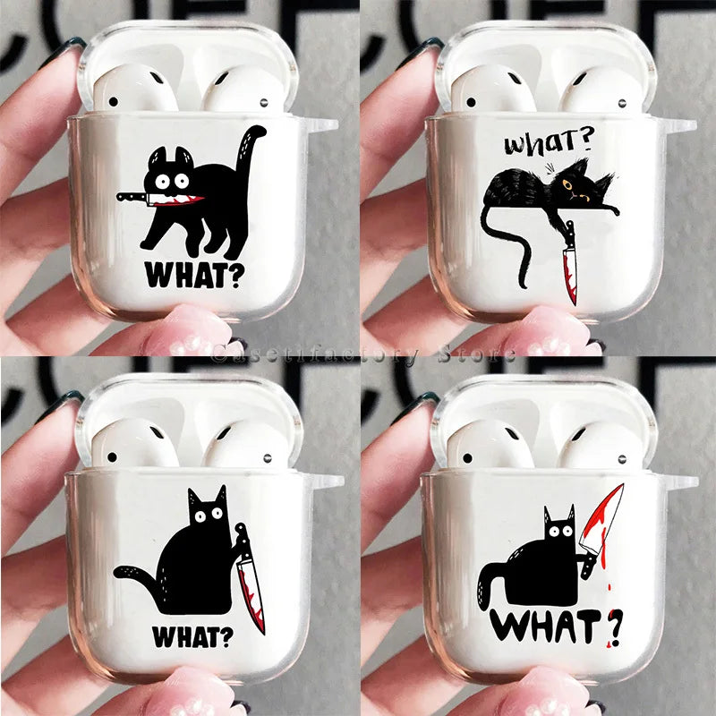 Funny Black Cat AirPods Case for Apple AirPods 1/2/3 & Pro 2