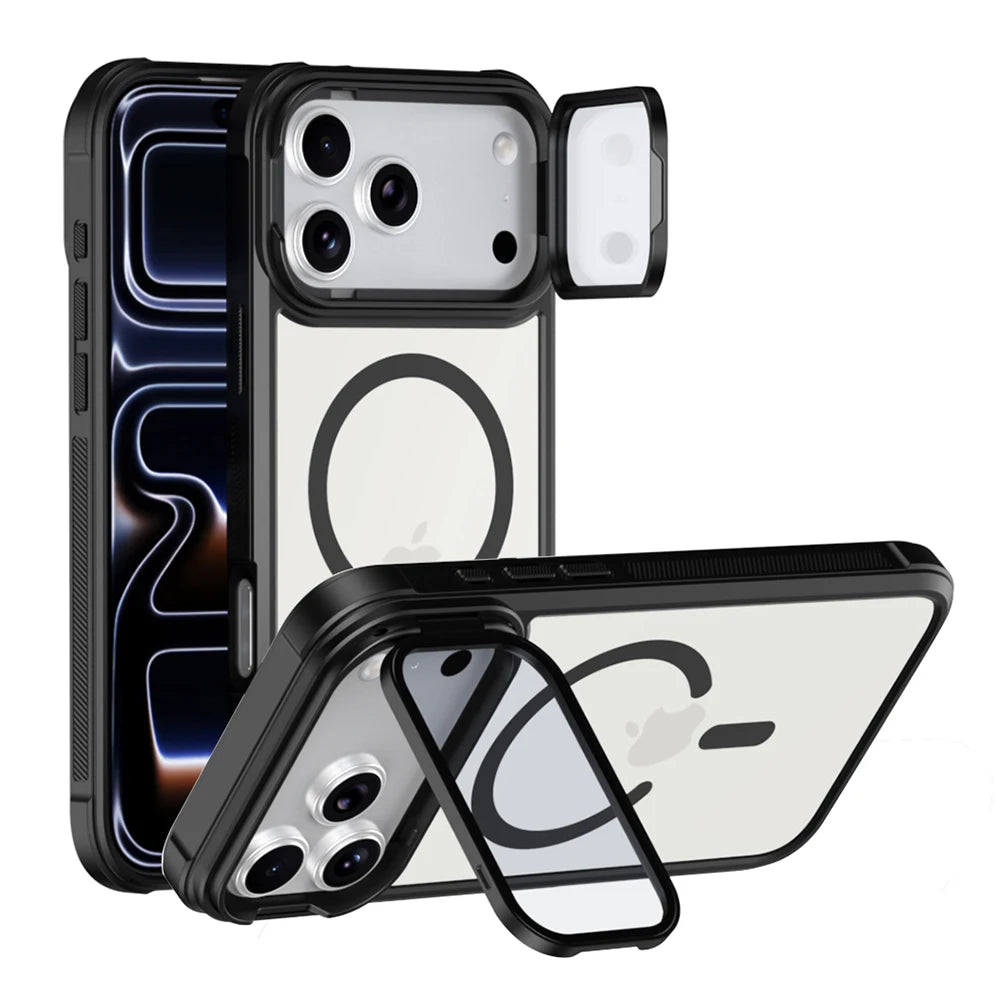 For Magsafe Glass Lens Protection Holder Phone Cases For iPhone 17 16 15 14 13 12 11 Pro Max Plus Air Shockproof Magnetic Cover