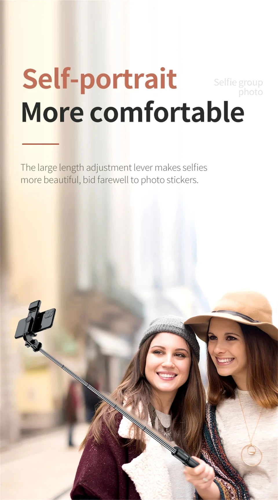 FANGTUOSI Selfie Stick Tripod Extendable Wireless Bluetooth Remote Portable Smartphone Tripod Stand Mount For iOS Android Phone
