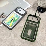 Luxury Slot Card Holder Wallet Clear Case For iPhone 17 Air 16 15 14 13 12 11 Pro Max Fold Lens Stand Holder Shockproof Cover