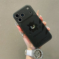 Anime Cartoon Ghost Gengar Laser Leather Texture Phone Case for iPhone 17 Air 16 15 14 13 Pro Max Shockproof Protective Cover
