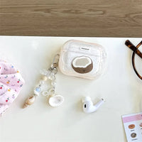 Summer Beach Crystal Coconut Fruit Pattern Airpods Protective Soft Shell Case Suitable For 4/3/2 Gen Pro2 Bluetooth Headphones