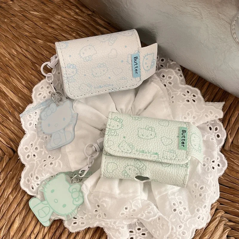 Cute Cartoon Sanrio Hello Kitty Leather Bag Earphone Case For AirPods 4 1 2 3 2021 Pro Wireless Bluetooth Headset Headphone Bag