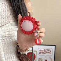 Fun Summer Stereoscopic Red Lychee Pendant Shockproof Protective Earphone Cover Case for AirPods 1 or 2 3 4 Pro 2