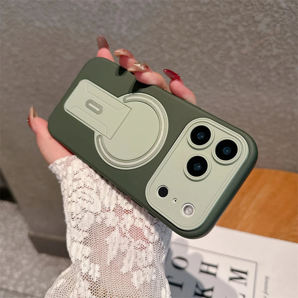 New Magnetic Stand Phone Case For iPhone 17 Air 13 11 12 14 15 16 Pro Max Plus Magsafe Official Wireless Charge Protector Cover