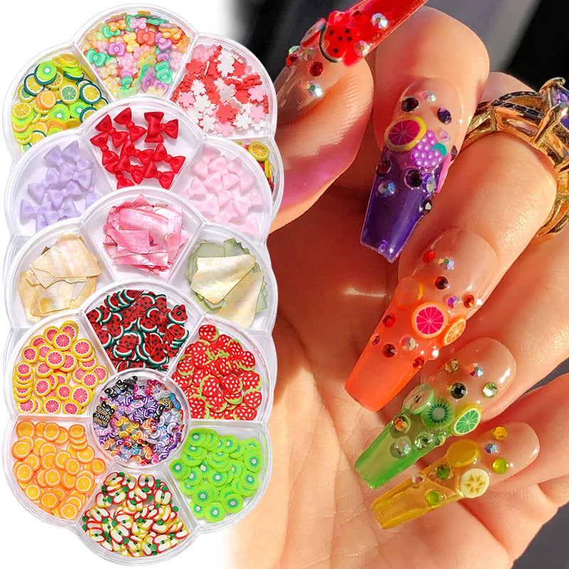 Mixed 3D Fruit Polymer Clay Nail Art Slices