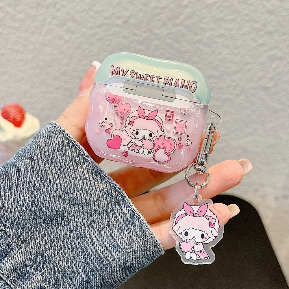 Earphone Case For Airpods 4 Pro 2 1 2 3  Cute Sanrio My Melody Piano Wireless Bluetooth Headset Protective Cover With Pendant