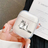 For AirPods 4 2024 Cartoon Funny Cat Cartoon Earphone Cover for Apple Airpod Pro2 Pro 1 2 3 4th Animal Transparet Cover Fundas